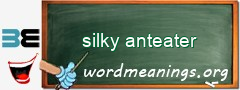 WordMeaning blackboard for silky anteater